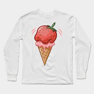 Strawberry Ice Cream Cone Long Sleeve T-Shirt